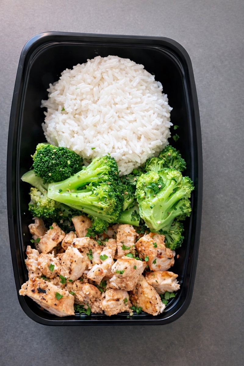 Chicken Broccoli and Rice high-protein meal prep